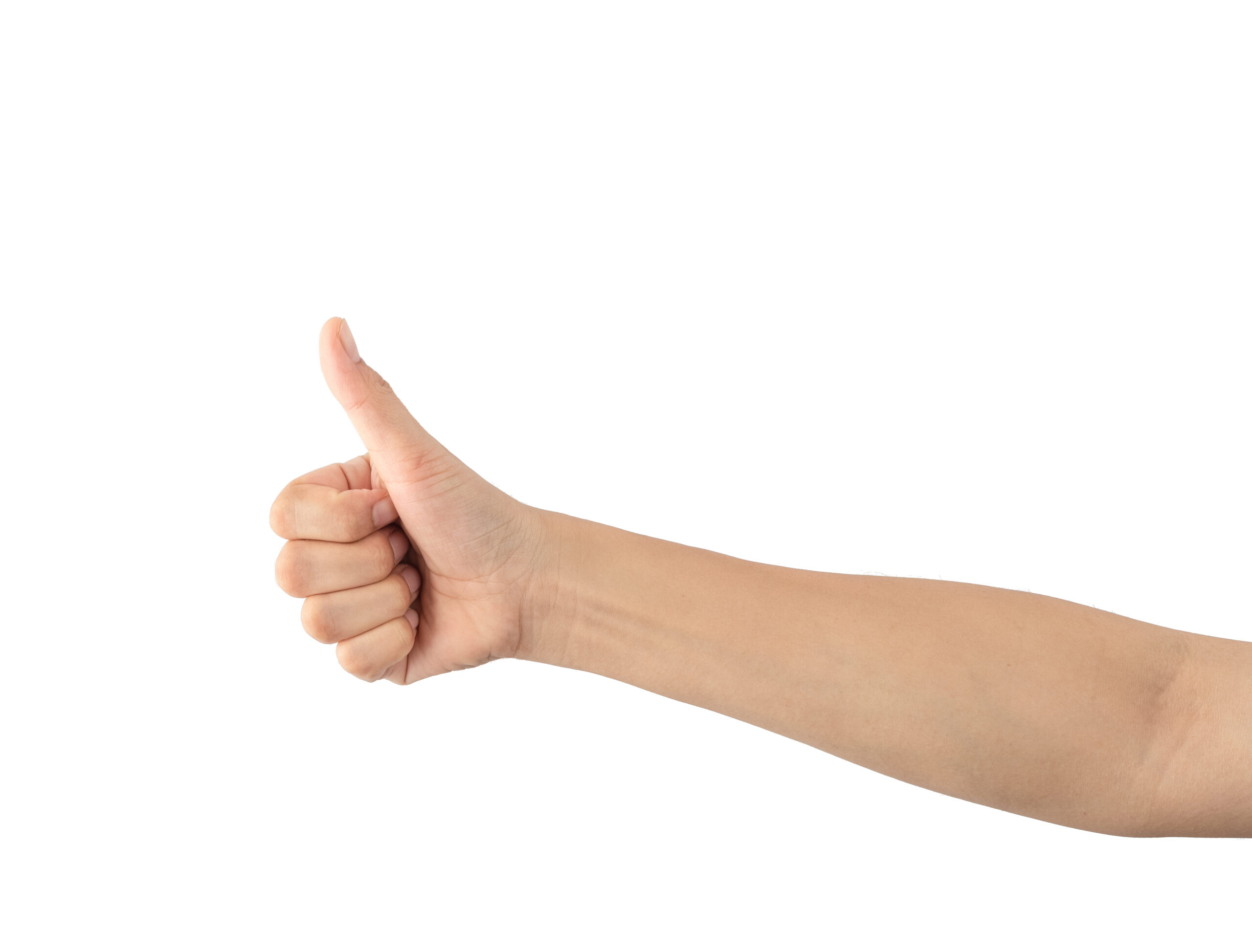 arm with hand giving thumbs up