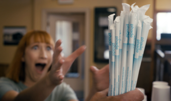 woman reaching for phade straws at QSR